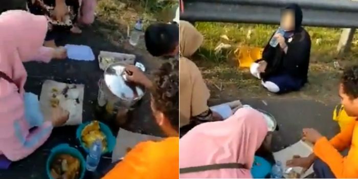 Tempat Wisata Banyak Ditutup, Satu Keluarga ini Piknik di Pinggir Jalan Tol Cipali