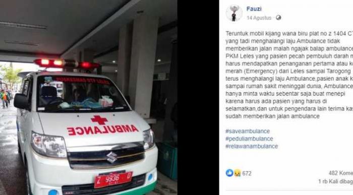 Kronologi Pengemudi Mobil yang Sengaja Halangi Ambulans Hingga Pasien Tewas